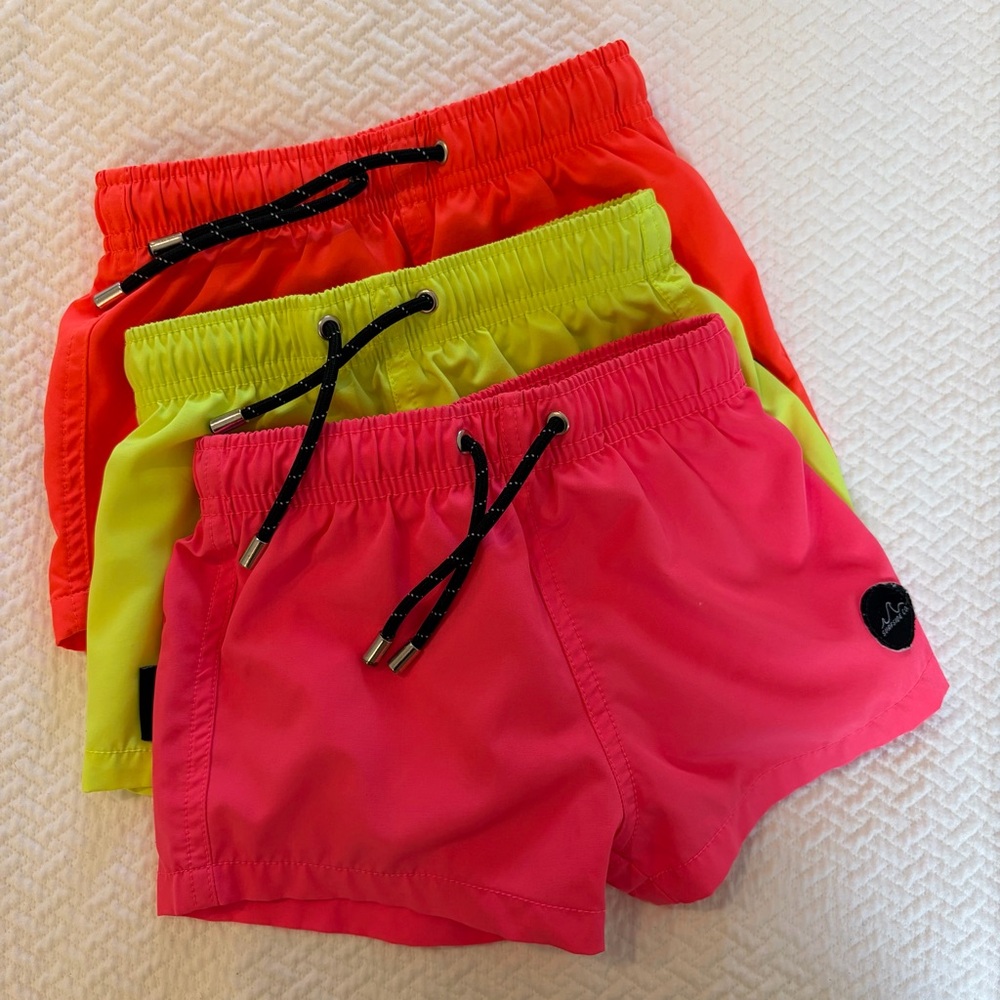 Surfside Co Set of 3 Neon  Swim Trunks orange pink yellow
